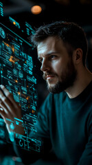 Photo - Man Interacting with Futuristic Digital Interface