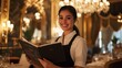 © HPMP Studio - Female Restaurant Manager Smiling with Menu