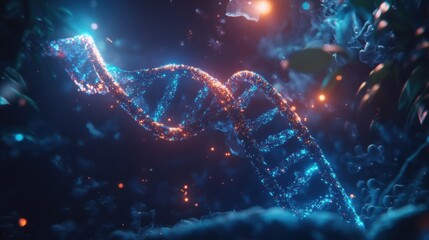 Poster - A mesmerizing representation of a DNA double helix illuminated by colorful lights, showcasing the intricate design of genetic material. Generative AI