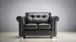 © lapeepon - Black leather sofa chair on background, leather, sofa, chair, furniture, interior, design, modern, luxurious, comfortable