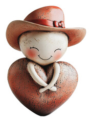 Wall Mural - PNG Charming heart-shaped figurine with a cowboy hat