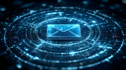 3D Illustration - Digital Email Security Technology Background