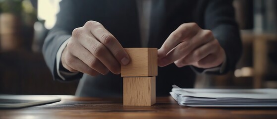 Aufkleber - Hands placing wooden blocks with quality assessment and auditor icons