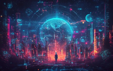 Leinwandbilder - Stunning global business network illustration