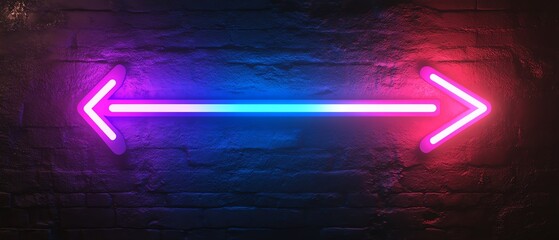 Aufkleber - Neon blue arrow pointing right and neon purple arrow pointing left, set against a dark background, dynamic generative AI aesthetic