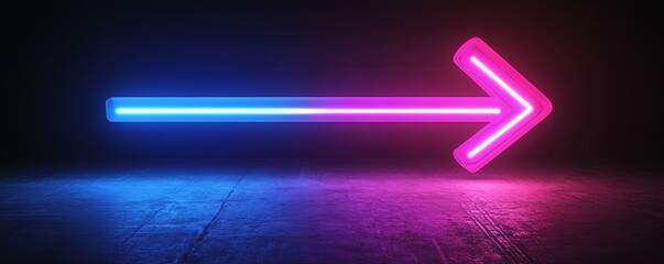 Aufkleber - Neon blue arrow pointing right and purple arrow pointing left, glowing against a black background, generative AI neon lighting effect