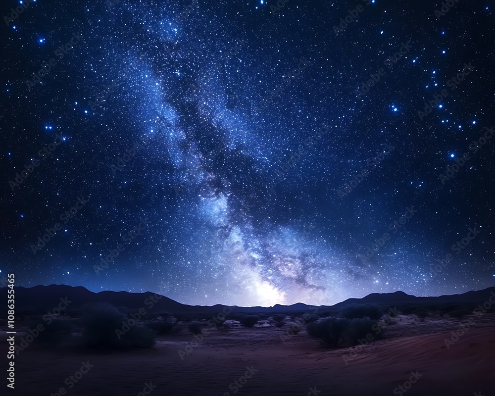 Starry night sky over Australian outback landscapes with subtle glowing ...