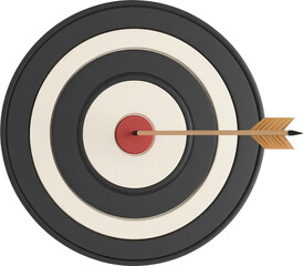 Leinwandbilder - Bullseye target with centered arrow on transparent background. Precision and accuracy concept