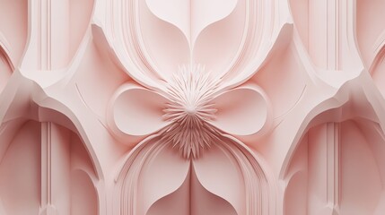 Wall Mural - Abstract Pink Geometric Pattern with Curved and Spiky Elements