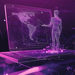 Wall Mural - purple futuristic digital interface enhanced with glowing panel effects image