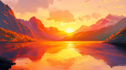 Wall Mural - sunrise in the mountains