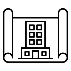 Architectural blueprint icon of building