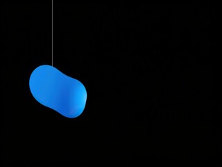 Abstract blue shape suspended in black space, isolated object, shape in space, dark background