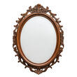 © Png - Video - Photo - Vintage ornate wooden mirror frame with elegant detailing on a white isolated background.