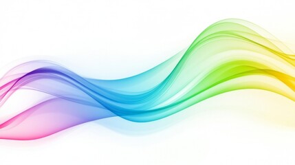 Aufkleber - Vibrant Flowing Waves in Blue, Green, Yellow, and Pink Hues on a Soft White Background for Dynamic and Colorful Visual Effects in Art and Design