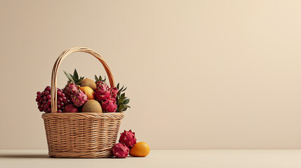 Aufkleber - fruit basket filled with exotic fruits like dragon fruit and citrus