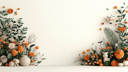 Fototapete - Beautiful floral arrangement with orange flowers and greenery