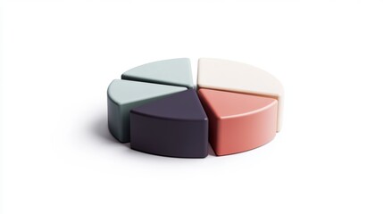 Poster - Colorful Geometric Shapes in Pie Chart Style on White Background, Modern and Sleek Design Elements for Creative Projects, Educational Uses, and Art Inspiration