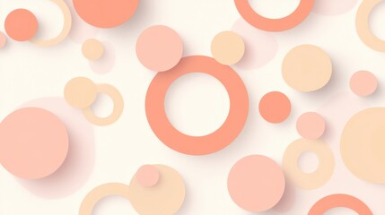 Aufkleber - Abstract geometric design featuring soft pastel circles and rings scattered across a light background, ideal for modern decor, branding, or artistic presentations.