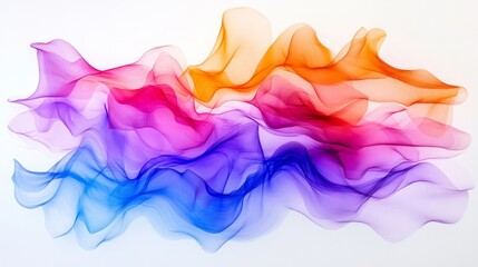 Poster - Vibrant Abstract Waves of Colorful Silk Fabric Flowing in Harmonious Patterns Creating a Dreamy and Ethereal Atmosphere in Soft Hues