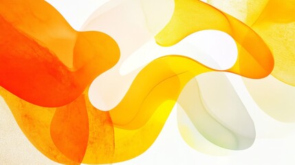 Fototapete - Abstract Fluid Shapes in Warm Tones of Orange and Yellow with Soft Transparency and Bright Background for Artistic and Modern Design Projects