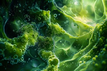 Wall Mural - soil algae: a high-resolution shot of soil algae, illustrating their contribution to soil fertility 