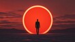 © Narongsag - Surreal Sunset Landscape Man Walking Towards Glowing Portal