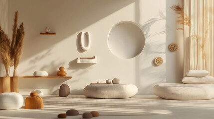 Poster - Relaxing interior design modern space home decor minimalist environment natural light serenity