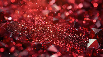 Leinwandbilder - A red background with many sparkling red highlights scattered throughout. vibrant and dynamic, emphasizing the brilliance of the red sparkles.