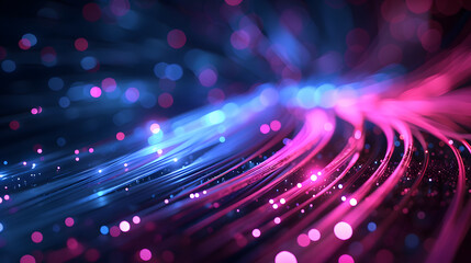 Abstract technology background with illuminated fiber optic network connections