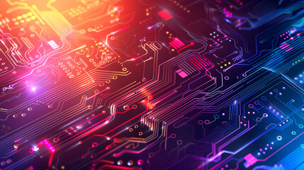 Abstract technology concept. Circuit board, high computer color background. Vector illustration