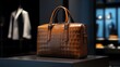© Moviebirth - A luxurious crocodile leather travel bag on a designer display