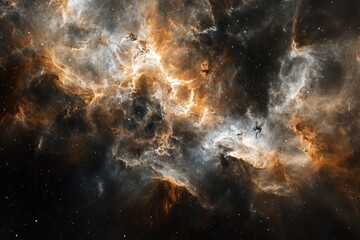 a vibrant nebula with swirling clouds of gas and dust, illuminated by distant stars. (1)