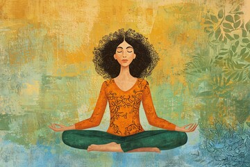 Aufkleber - Mindfulness meditation features a person seated cross-legged with closed eyes and hands on knees, exuding tranquility against a white backdrop.