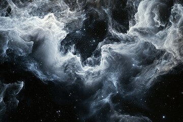 Wall Mural - abstract cosmic nebula with swirling clouds of gas and dust against a starry background.