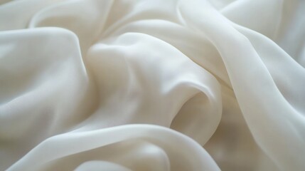 Poster - Close-up of soft, white fabric with delicate folds and wrinkles.