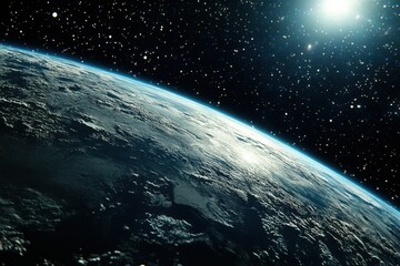 Wall Mural - Earth from space with sun shining.