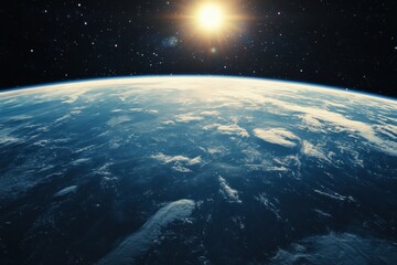 Wall Mural - earthrise with the sun shining through the clouds.