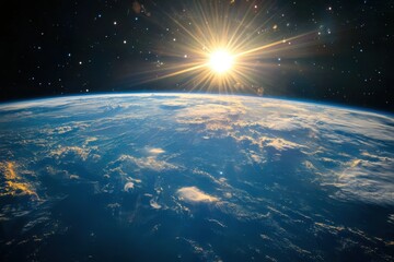 Wall Mural - sunrise over earth from space. (1)