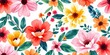 © Withun - Whimsical watercolor floral pattern with bold brushstrokes and vibrant colors, floral, colorful