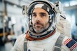 © Premium Photo - Male astronaut in a spacesuit training for a spacewalk in a simulated zero-gravity environment