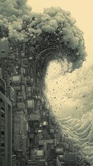 Wall Mural - E waste Tsunami, Digital Waste and Environmental Impact