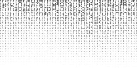 halftone binary code gradient wave bg. ones and zeros in oval gradation black and white texture. dig