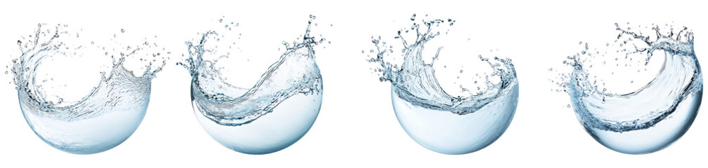 Aufkleber - High-Quality PNG of Water splash flowing out from hemisphere shape Isolated on White Background – High Resolution