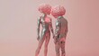 © Aris Suwanmalee - Futuristic couple with brain-shaped heads.