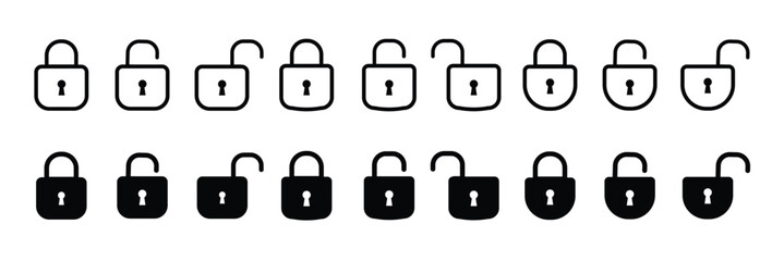 Padlock, lock or locked icon for social media, mobile application, password, UI template. website