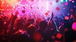 © Arabindu - Excited crowd dancing energetically under dazzling colorful lights and confetti burst image