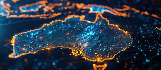 Wall Mural - australia glowing with digital connectivity