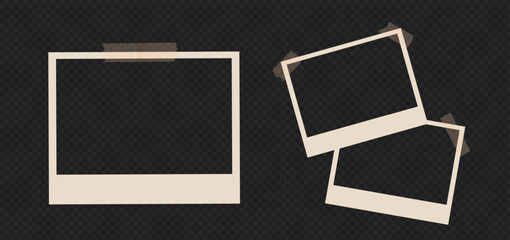Wall Mural - vintage photo frame vector template setat the transparent bg as a png. realistic mockup for instant 