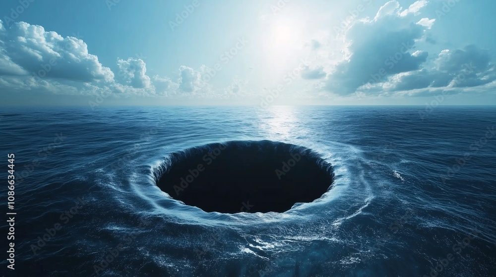 Large mysterious hole in the ocean under a bright blue sky Stock Photo ...